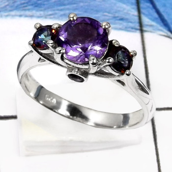 Amethyst & Mystic Quartz o - RSS815-Exclusive New Design Fashionable Rings 925 Sterling Silver