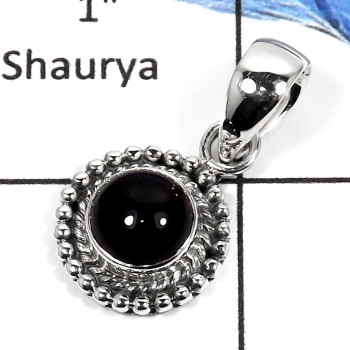 Black Onyx D - SD415-Exclusive Cabochon Gemstone Designer Light Weight Pendants 925 Sterling Silver