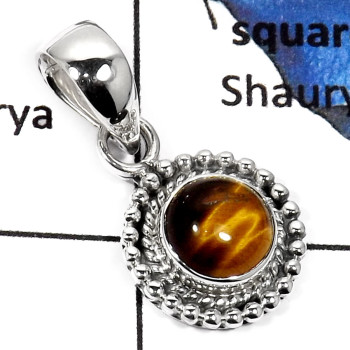 Tiger Eye E - SD415-Exclusive Cabochon Gemstone Designer Light Weight Pendants 925 Sterling Silver
