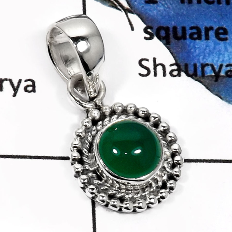 Green Onyx F - SD415-Exclusive Cabochon Gemstone Designer Light Weight Pendants 925 Sterling Silver