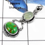 Green Copper Turquoise & Phrynite E - SSP749-Natural Cabochon Gemstone Handmade Designer Pendants 925 Sterling Silver