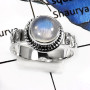 Rainbow Moonstone E - RSS798-New Design Cabochon Gemstone Designer Fashion Rings 925 Sterling Silver