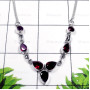 Garnet E - SDN995-Exclusive Silver Semiprecious Gemstone Gorgeous Necklace